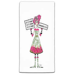 "Let It Snow" Dolly Mama's by Joey Flour Sack Towel