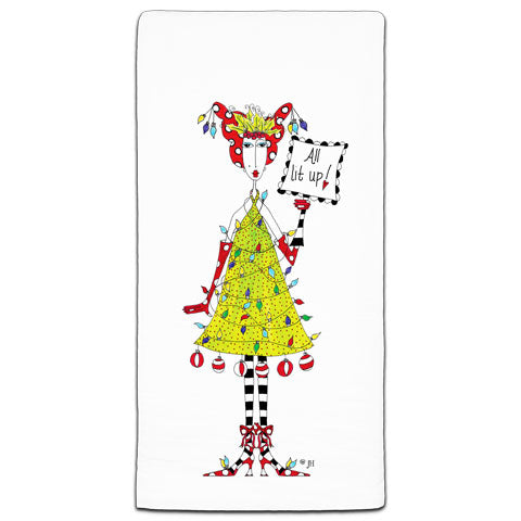 "All Lit Up" Dolly Mama's by Joey Flour Sack Towel