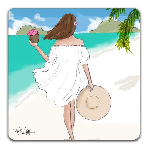 "Beach Walks" Drink Coaster by Heather Stillufsen