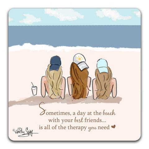 "Sometimes, A Day at the Beach" Drink Coaster by Heather Stillufsen