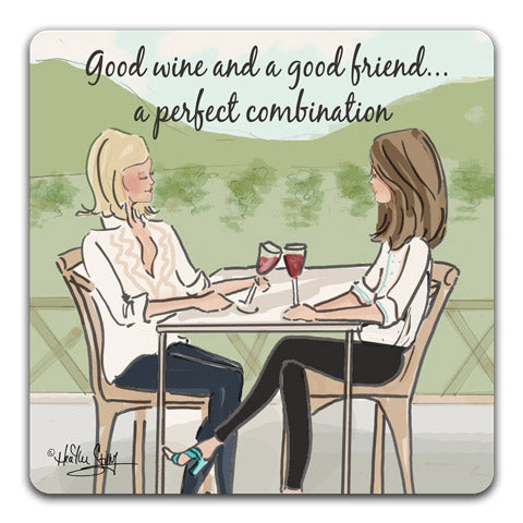 RH1-141-Two-friends-sharing-wine-and-good-company-Tabletopr-Coaster-by-CJ-Bella-Co-and-Rose-Hill-Design-Studio