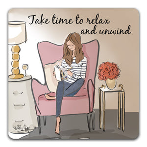 RH1-146-A-girl-in-a-lving-room-relaxing-and-reading-by-lamplight-Tabletop-Coaster-by-CJ-Bella-Co-and-Rose-Hill-Design-Studio