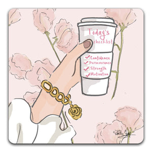 RH1-150-Hand-holding-a-cup-of-coffee-with-a-checklist-for-today-Tabletop-Coaster-by-CJ-Bella-Co-and-Rose-Hill-Design-Studio