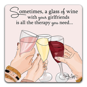 RH1-157-Three-friends-toasting-each-other-with-wine-Tabletop-Coaster-by-CJ-Bella-Co-and-Rose-Hill-Design-Studio