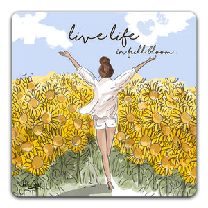 RH1-162-Girl-in-a-sunflower-field-live-life-in-full-bloom-Tabletop-Coaster-by-CJ-Bella-Co-and-Rose-Hill-Design-Studio