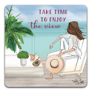 "Take Time To Enjoy" Drink Coasters by Heather Stillufsen