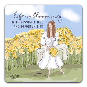 RH1-220-Girl-Sitting-on-Bench-with-Sunflowers-Life-Is-Blooming-Tabletop-Coaster-by-CJ-Bella-Co-and-Rose-Hill-Designs