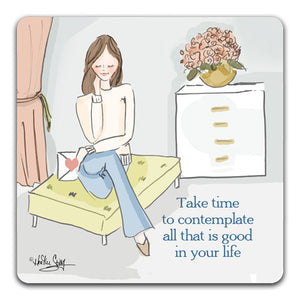 RH1-226-Girl-sitting-with-envelope-take-time-to-contemplate-Tabletop-Coaster-by-CJ-Bella-Co-and-Rose-Hill-Designs