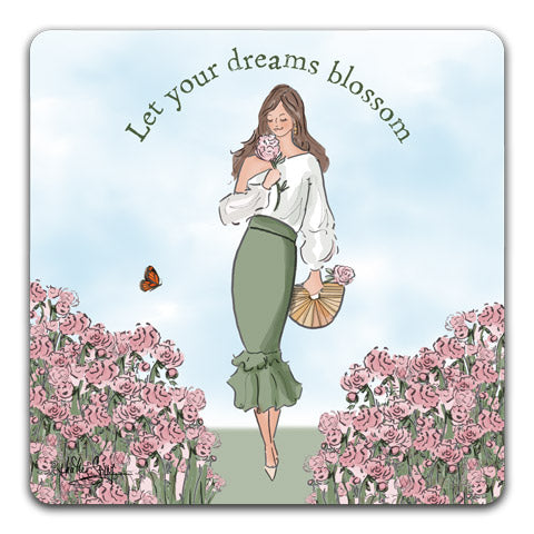 "Let Your Dreams Blossom" Drink Coasters by Heather Stillufsen
