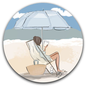 RH2-113-Reading Under an Umbrella Rose-Hill-Car-Coaster-CJ-Bella-Co-Beach