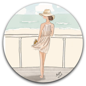 RH2-115-Woman Gazing on a Boardwalk Rose-Hill-Car-Coaster-CJ-Bella-Co-Beach