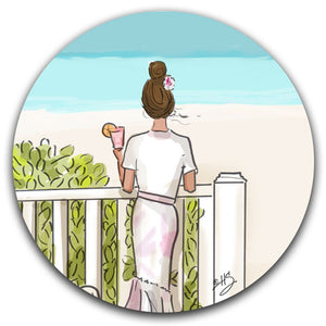 RH2-118-Woman on a porch Rose-Hill-Car-Coaster-CJ-Bella-Co-Beach