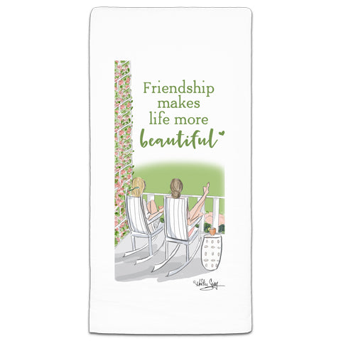 "Friendship Makes Life More Beautiful" Flour Sack Towel by Heather Stillufsen