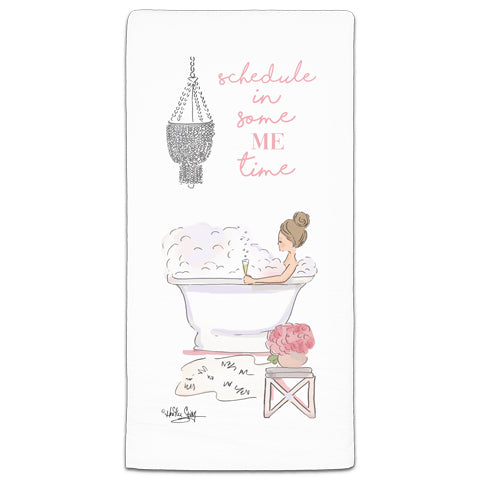 RH3-158 Schedule in Some Me Time flour sack towel by Heather Stillufsen and CJ Bella Co.