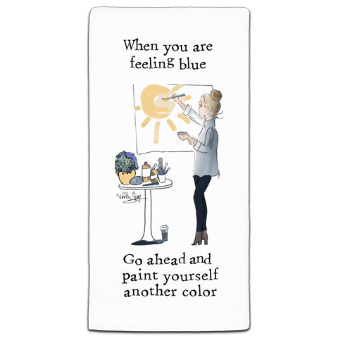 RH3-173 When You are Feeling Blue flour sack towel by Heather Stillufsen and CJ Bella Co.