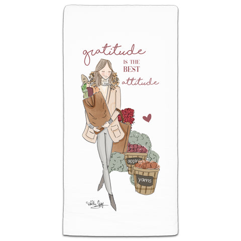 "Gratitude is the Best Attitude" Flour Sack Towel by Heather Stillufsen
