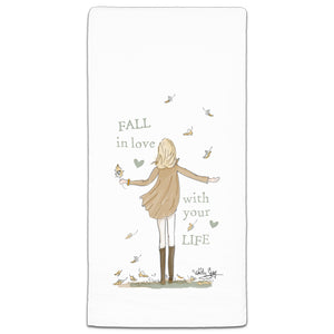 RH3-179 Fall in Love with Your Life flour sack towel by Heather Stillufsen and CJ Bella Co.