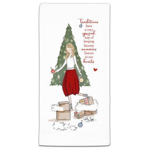 "Traditions Have a Very Special Way" Flour Sack Towel by Heather Stillufsen