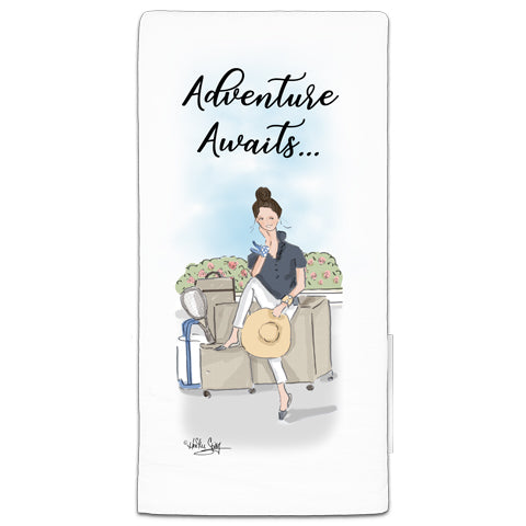 "Adventure Awaits" Flour Sack Towel by Heather Stillufsen