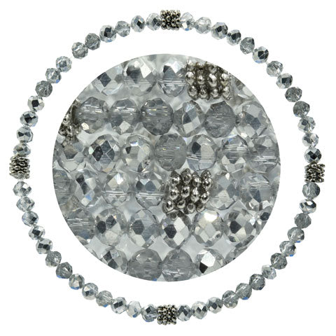 Stackin' Stones Single Bracelet - Black & Silver Tones - CJ Bella Co.