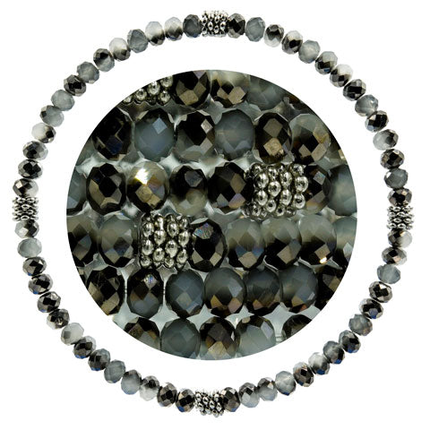 Stackin' Stones Single Bracelet - Black & Silver Tones - CJ Bella Co.