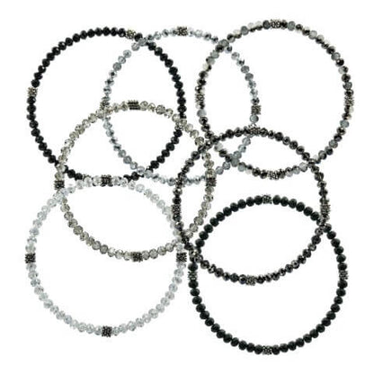 Stackin' Stones Single Bracelet - Black & Silver Tones - CJ Bella Co.