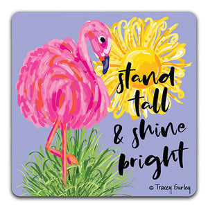 "Flamingo Stand Tall" Drink Coaster by Tracey Gurley - CJ Bella Co.