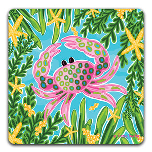 "Pink Crab" Drink Coaster by Tracey Gurley - CJ Bella Co.