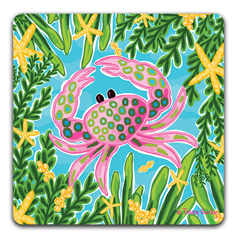 "Pink Crab" Drink Coaster by Tracey Gurley