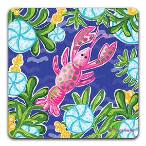 "Pink Lobster" Drink Coaster by Tracey Gurley - CJ Bella Co.