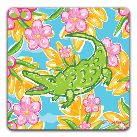 "Preppy Alligator" Drink Coaster by Tracey Gurley - CJ Bella Co.
