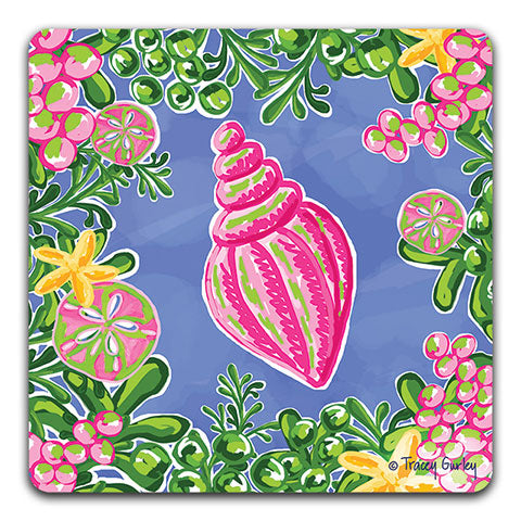 "Pink Shell" Drink Coaster by Tracey Gurley - CJ Bella Co.