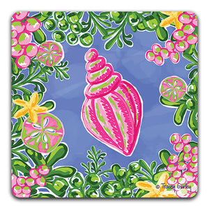 "Pink Shell" Drink Coaster by Tracey Gurley - CJ Bella Co.