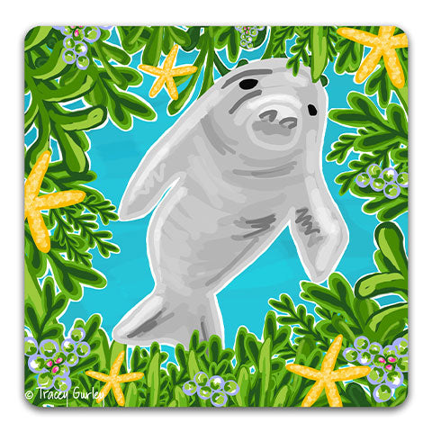 "Manatee" Drink Coaster by Tracey Gurley
