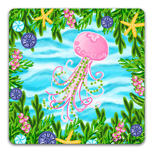 TG129 Jellyfish Drink Coaster by Tracey Gurley and CJ Bella Co