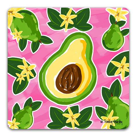 TG131 Avocado Drink Coaster by Tracey Gurley and CJ Bella Co
