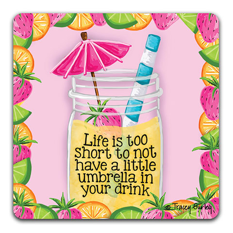 TG132W Lemons Life is too Short Drink Coaster by Tracey Gurley and CJ Bella Co