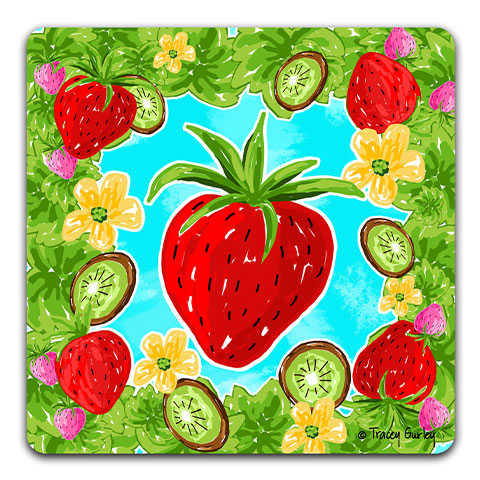 "Strawberry and Kiwi" Drink Coaster by Tracey Gurley
