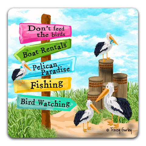 "Pelican Crossing" Drink Coaster by Tracey Gurley
