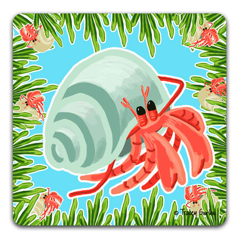 "Hermit Crab" Drink Coaster by Tracey Gurley