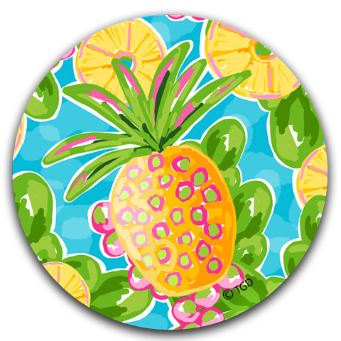 "Pineapple" Car Coaster by Tracey Gurley - CJ Bella Co.