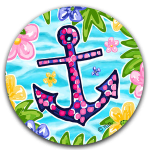 "Blue and Pink Anchor" Car Coaster by Tracey Gurley - CJ Bella Co.