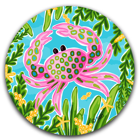 "Pink Crab" Car Coaster by Tracey Gurley