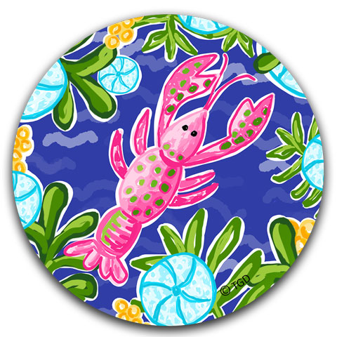 "Pink Lobster" Car Coaster by Tracey Gurley - CJ Bella Co.