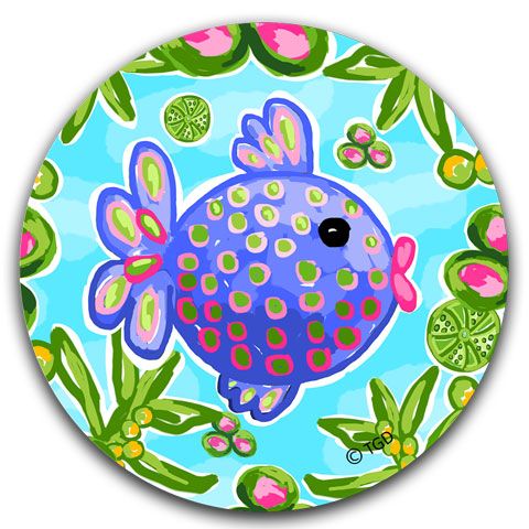 "Tropical Fish" Car Coaster by Tracey Gurley