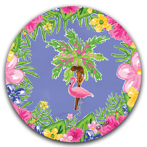 "Flamingo and Palm Tree" Car Coaster by Tracey Gurley - CJ Bella Co.