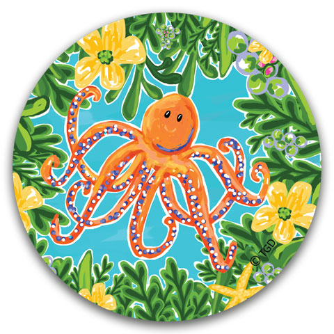 "Orange Octopus" Car Coaster by Tracey Gurley - CJ Bella Co.