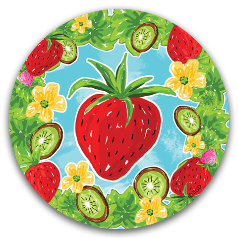 "Strawberry and Kiwi" Car Coaster by Tracey Gurley