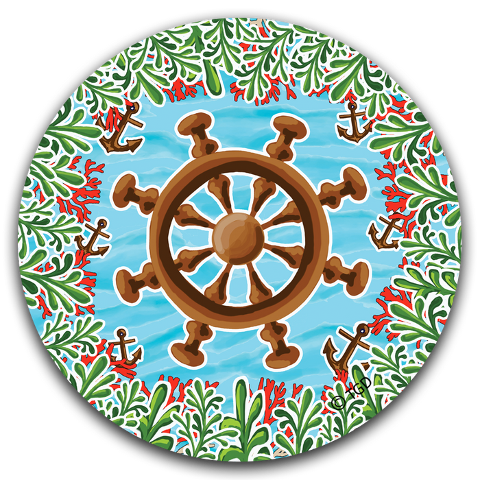 "Ship Wheel" Car Coaster by Tracey Gurley