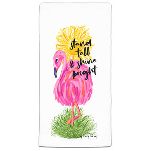 TG3-105W Flamingo Stand Tall Flour Sack Towel by Tracey Gurley and CJ Bella Co